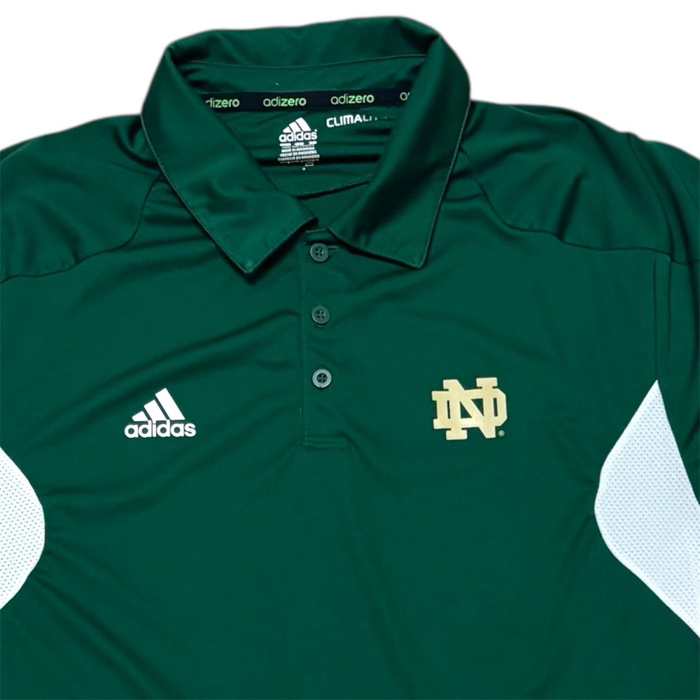Adidas Notre Dame Fighting Irish Performance Polo Shirt Mens Large Green Stretch